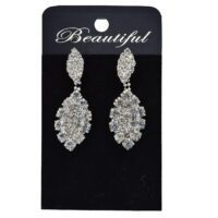 Toptan Gümüş Renk Abiye Mekik Mekik Desenli Şerit Küpe 822