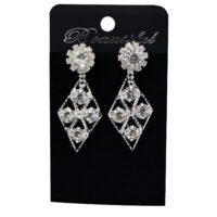 Toptan Gümüş Renk Abiye Yuvarlak Baklava Desenli Şerit Küpe 818