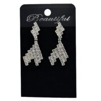 Toptan Gümüş Renk Abiye Tetris Ok Desenli Şerit Küpe 825