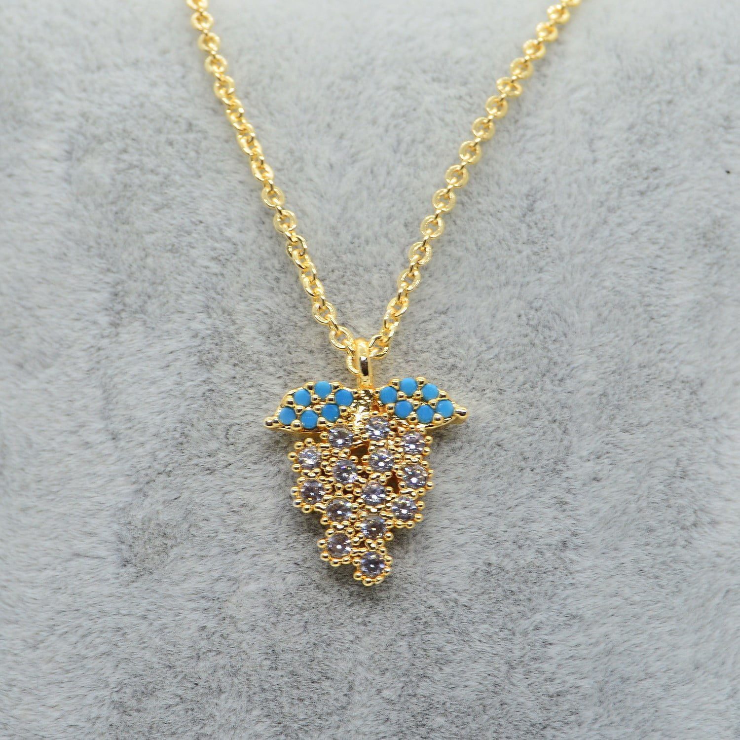 Toptan Altın Renk Zirkon Taşlı Uzum Beyaz Taşlı Kolye 782 3 Toptan Altın Renk Zirkon Taşlı Uzum Beyaz Taşlı Kolye 782