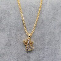 Toptan Altın Renk Zirkon Taşlı Melek Kolye 779