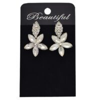 Toptan Gümüş Renk Abiye Mekik Yıldız Desenli Şerit Küpe 827