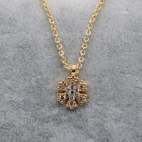 Toptan Altın Renk Zirkon Taşlı Kar Tanesi Kolye 773
