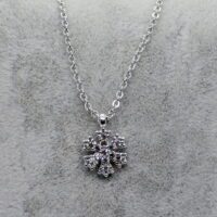 Toptan Gümüş Renk Zirkon Taşlı Kar Tanesi Kolye 794