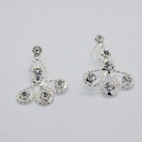 Toptan Gümüş Renk Abiye Damla Bitişik Üçlü Damla Desenli Şerit Küpe 830