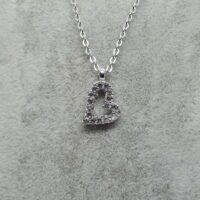 Toptan Gümüş Renk Zirkon Taşlı Kalp Kolye 791