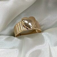 Toptan Altın Renk Sevgi Kalp Yüzük Ayarlabilir Her Parmağa Olur Çizgili Kalp Yüzük 816