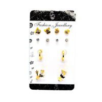 Toptan Altın Renk Karışık Kombin Küpe Yüzük Set 795