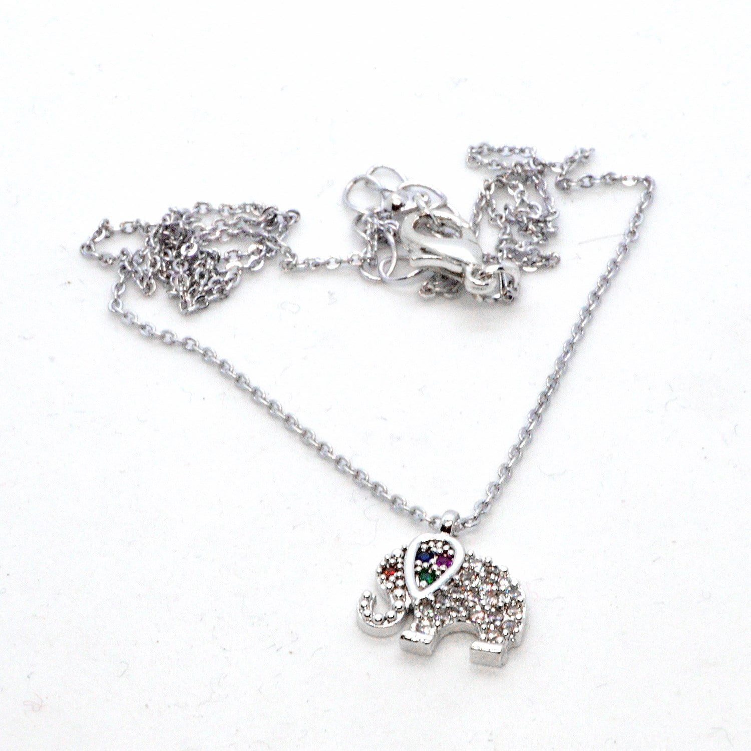 Toptan Gümüş Renk Zirkon Taşlı Fil Desenli Beyaz Taşlı Kolye 942 3 Toptan Gümüş Renk Zirkon Taşlı Fil Desenli Beyaz Taşlı Kolye 942