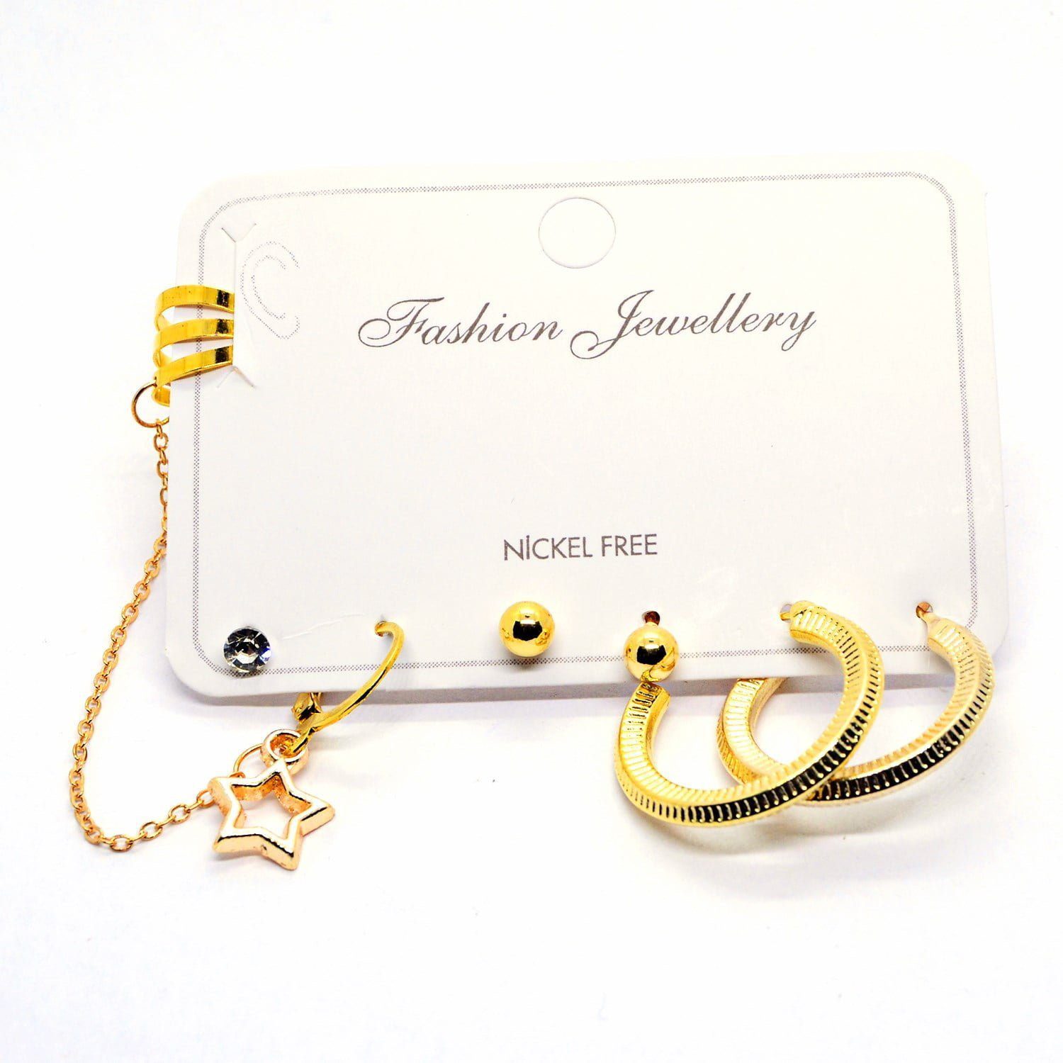 Toptan Altın Renk Kombin Küpe Yıldız Çizgili Halka- 1012 4 Toptan Altın Renk Kombin Küpe Yıldız Çizgili Halka- 1012 - Görsel 2