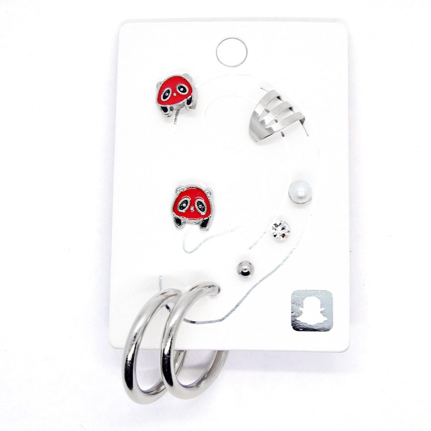 Toptan Gümüş Renk Kombin Küpe Kırmızı Mineli Panda Halka- 1017 6 44fd3eced97f4f4b8f6e2e447554280e-toptan taki