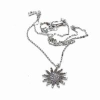 Toptan Gümüş Renk Zirkon Beyaz Taşlı Güneş Kolye 961