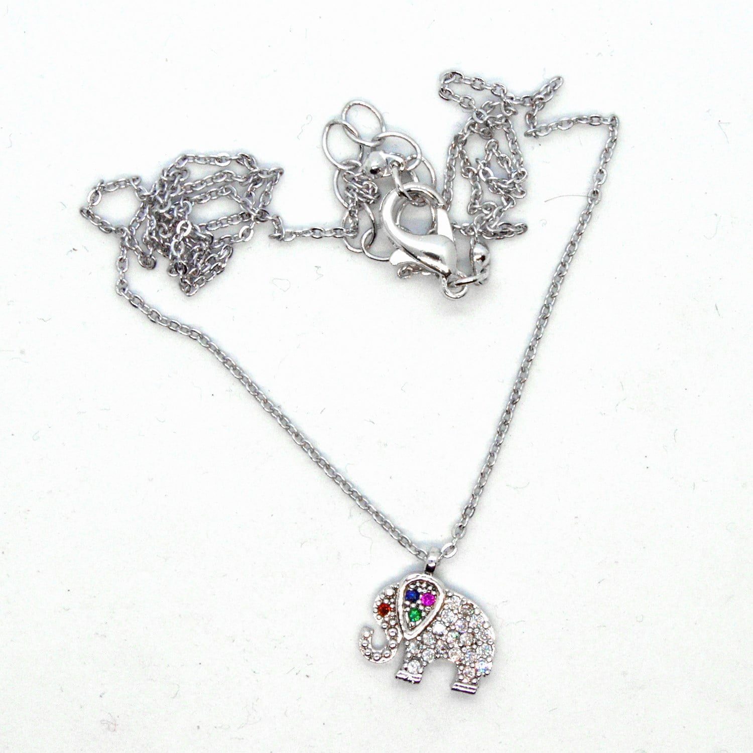 Toptan Gümüş Renk Zirkon Taşlı Fil Desenli Beyaz Taşlı Kolye 942 4 Toptan Gümüş Renk Zirkon Taşlı Fil Desenli Beyaz Taşlı Kolye 942 - Görsel 2