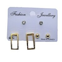 Toptan Altın Renk Kombin Küpe Dikdörtgen  987