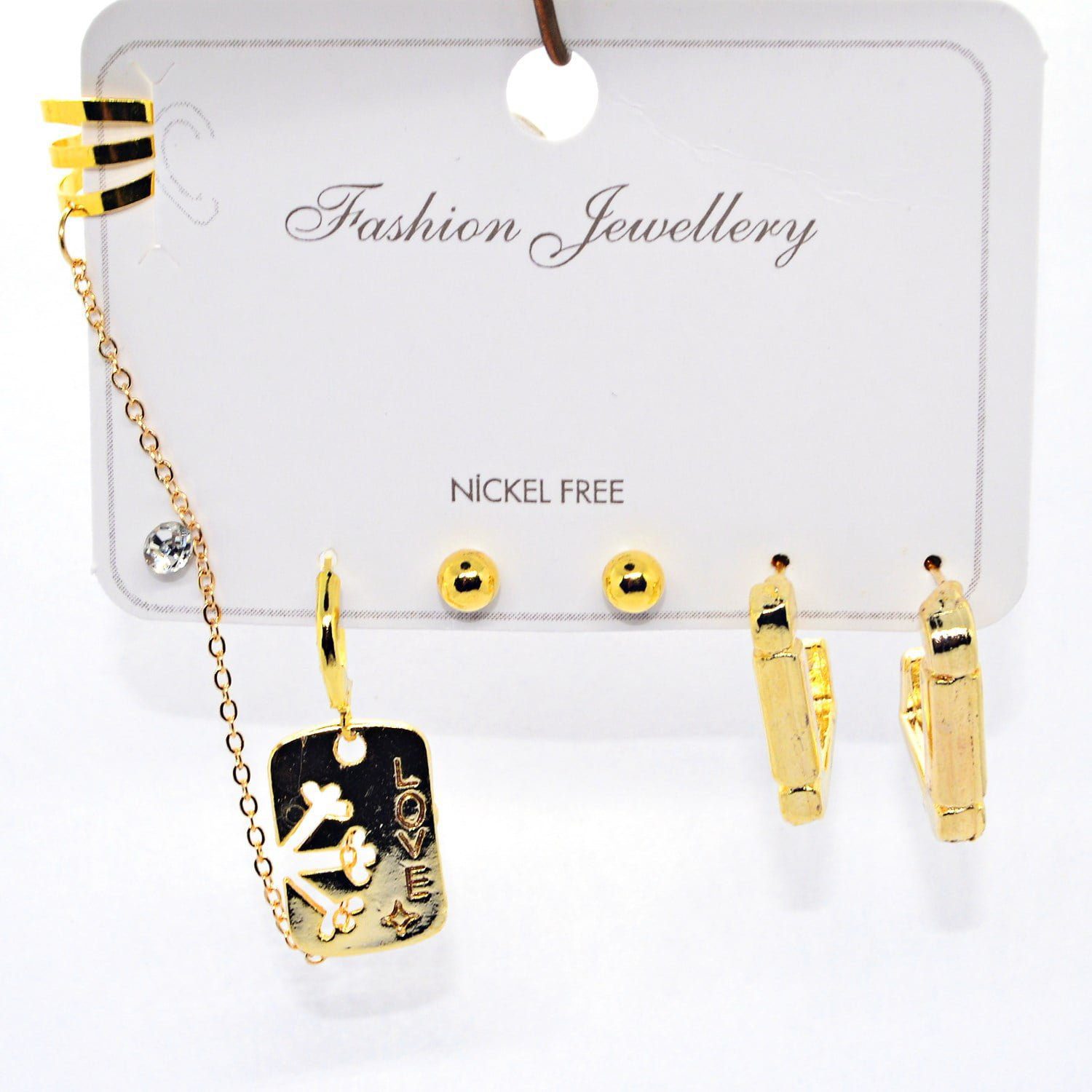 Toptan Altın Renk Kombin Küpe Love Yarım Kare - 1007 5 Toptan Altın Renk Kombin Küpe Love Yarım Kare - 1007 - Görsel 3