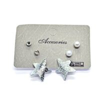 Toptan Gümüş Renk Kombin Küpe Yıldız 984