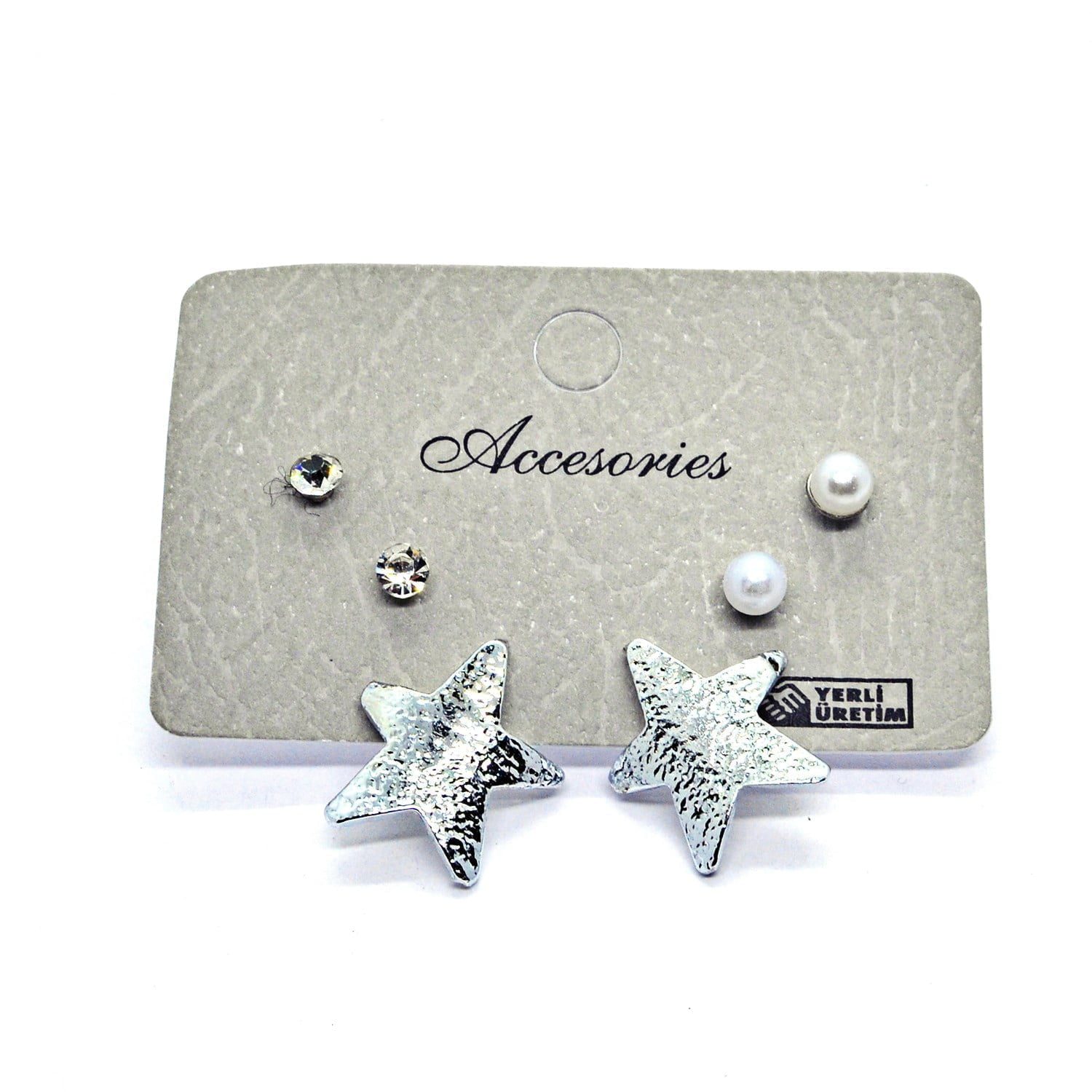Toptan Gümüş Renk Kombin Küpe Yıldız 984 3 Toptan Gümüş Renk Kombin Küpe Yıldız 984
