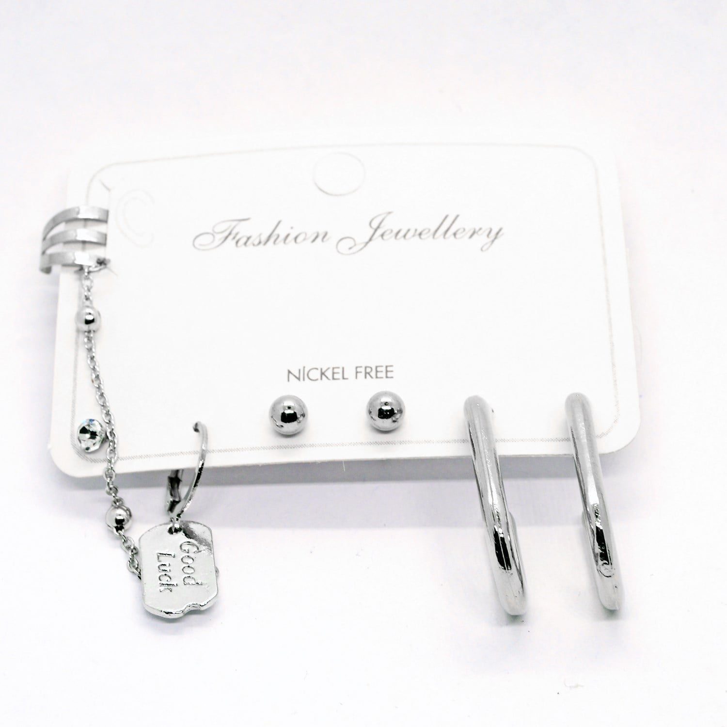 Toptan Gümüş Renk Kombin Küpe Good Luck Yarım Kare - 1011 10 6af7fc4cd63245aaa7686ead4b80a013-toptan taki