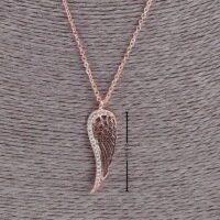 Toptan Rose Renk Kanat Zirkon Taşlı Bayan Kibar Kolye - 1045