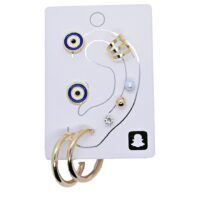 Toptan Altın Renk Kombin Küpe Nazar Göz Halka - 1028