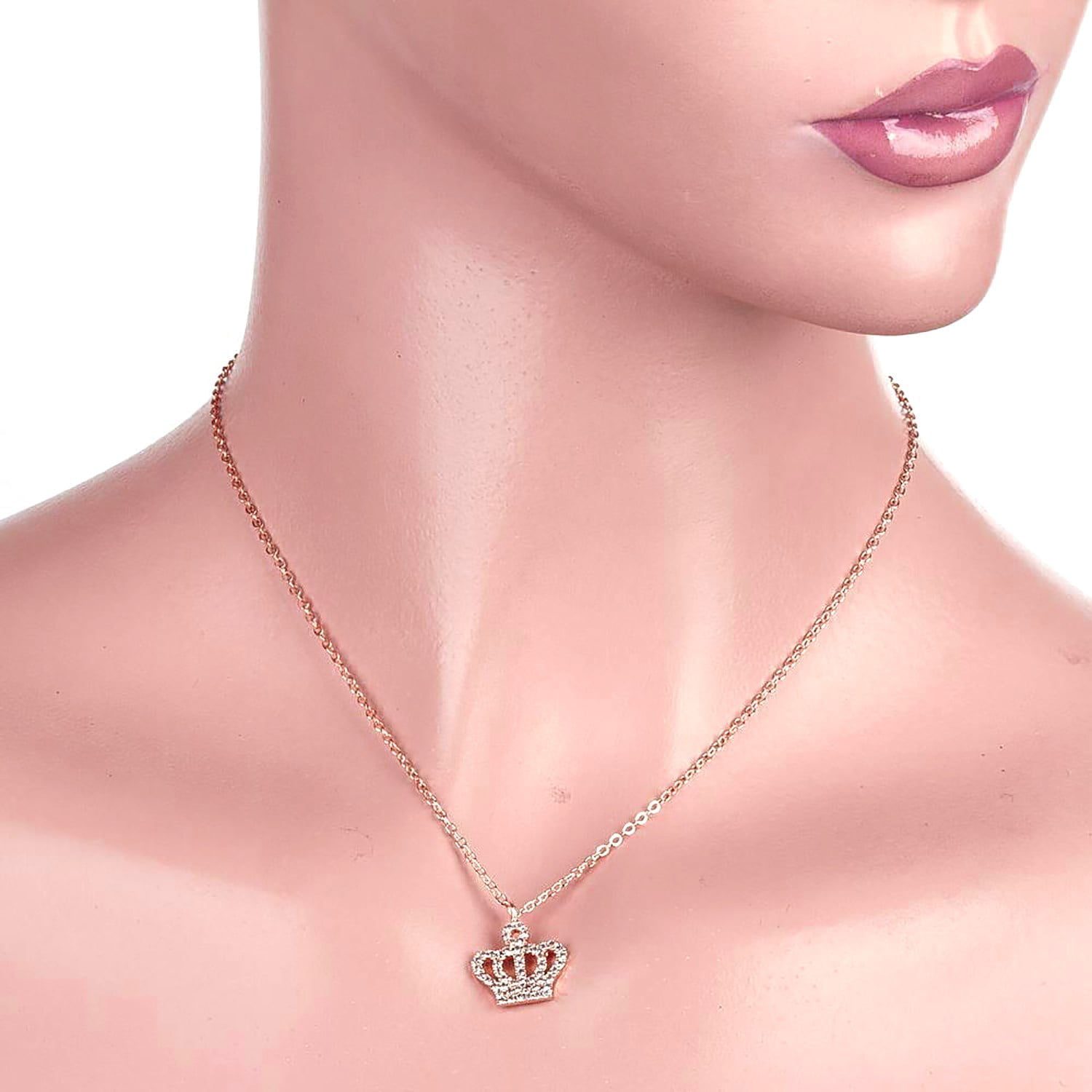 Toptan Rose Renk Kral Taçı Zirkon Kadın Kolye - 1048 4 Toptan Rose Renk Kral Taçı Zirkon Kadın Kolye - 1048 - Görsel 2