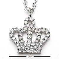 Toptan Gümüş Renk Kral Taçı Zirkon Kadın Kolye - 1049
