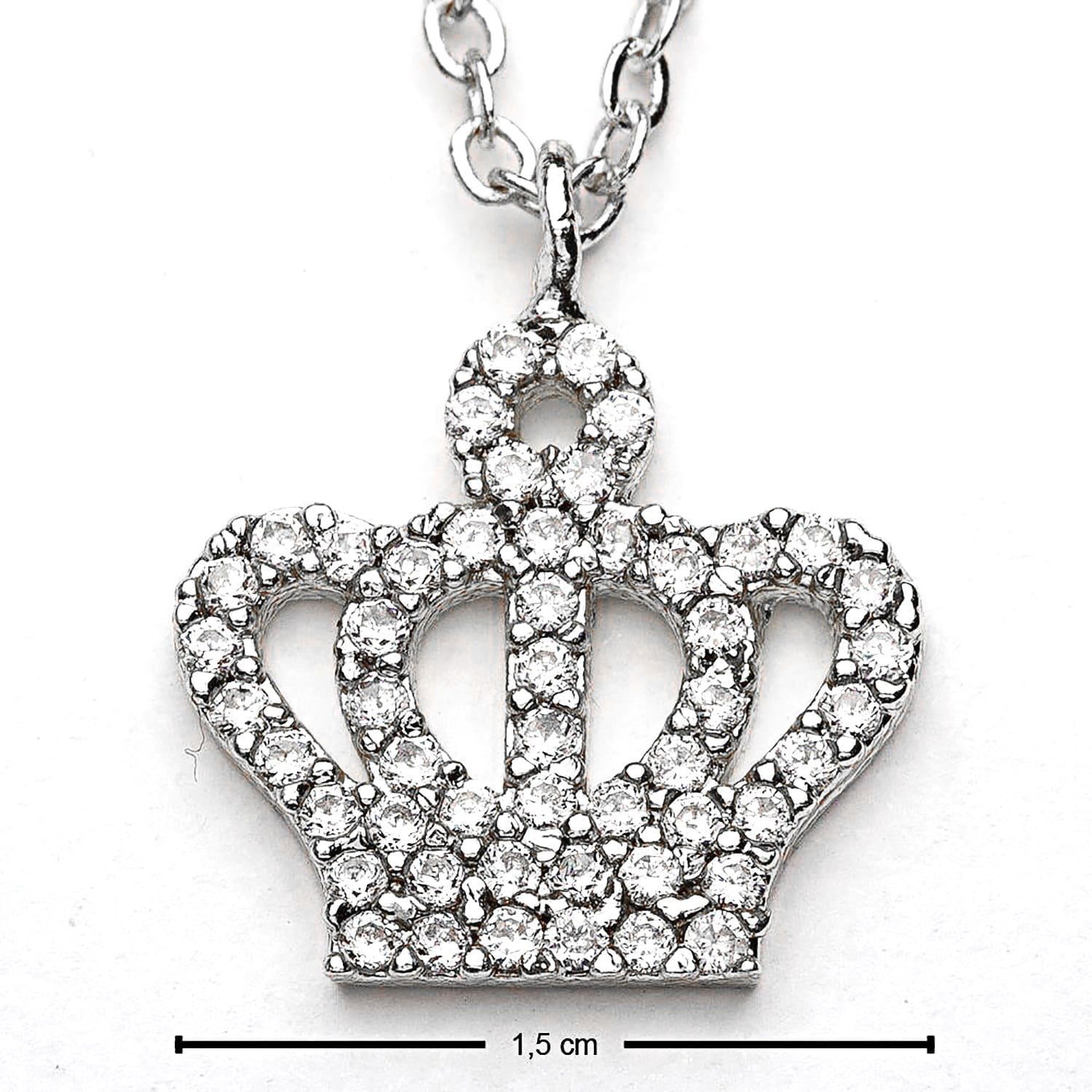 Toptan Gümüş Renk Kral Taçı Zirkon Kadın Kolye - 1049 3 Toptan Gümüş Renk Kral Taçı Zirkon Kadın Kolye - 1049