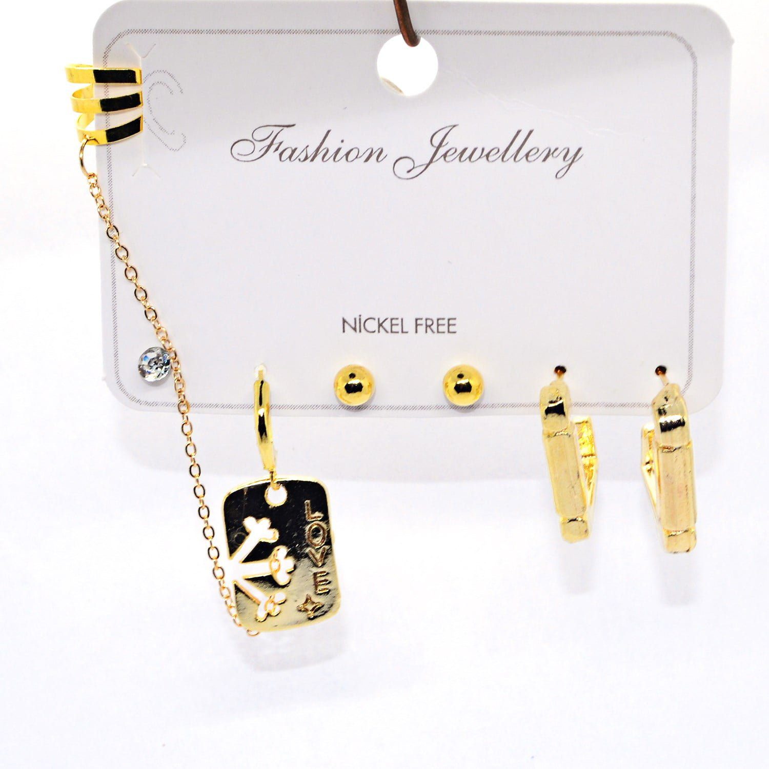 Toptan Altın Renk Kombin Küpe Love Yarım Kare - 1007 4 Toptan Altın Renk Kombin Küpe Love Yarım Kare - 1007 - Görsel 2