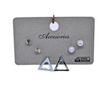 Toptan Gümüş Renk Kombin Küpe Üçgen  985