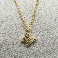 Toptan Altın Renk Zirkon Taşlı Kelebek Kolye 951