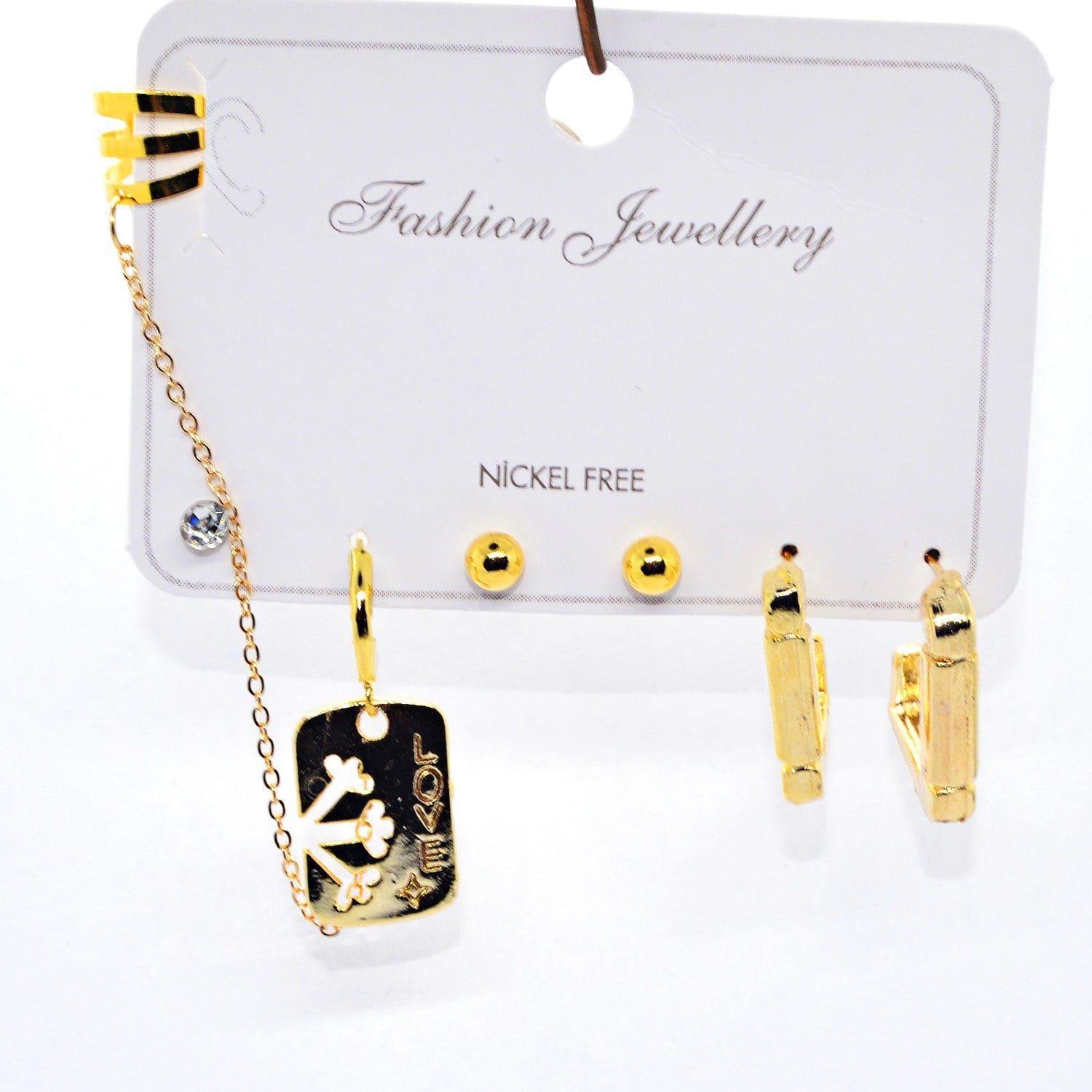 Toptan Altın Renk Kombin Küpe Love Yarım Kare - 1007 6 Toptan Altın Renk Kombin Küpe Love Yarım Kare - 1007 - Görsel 4