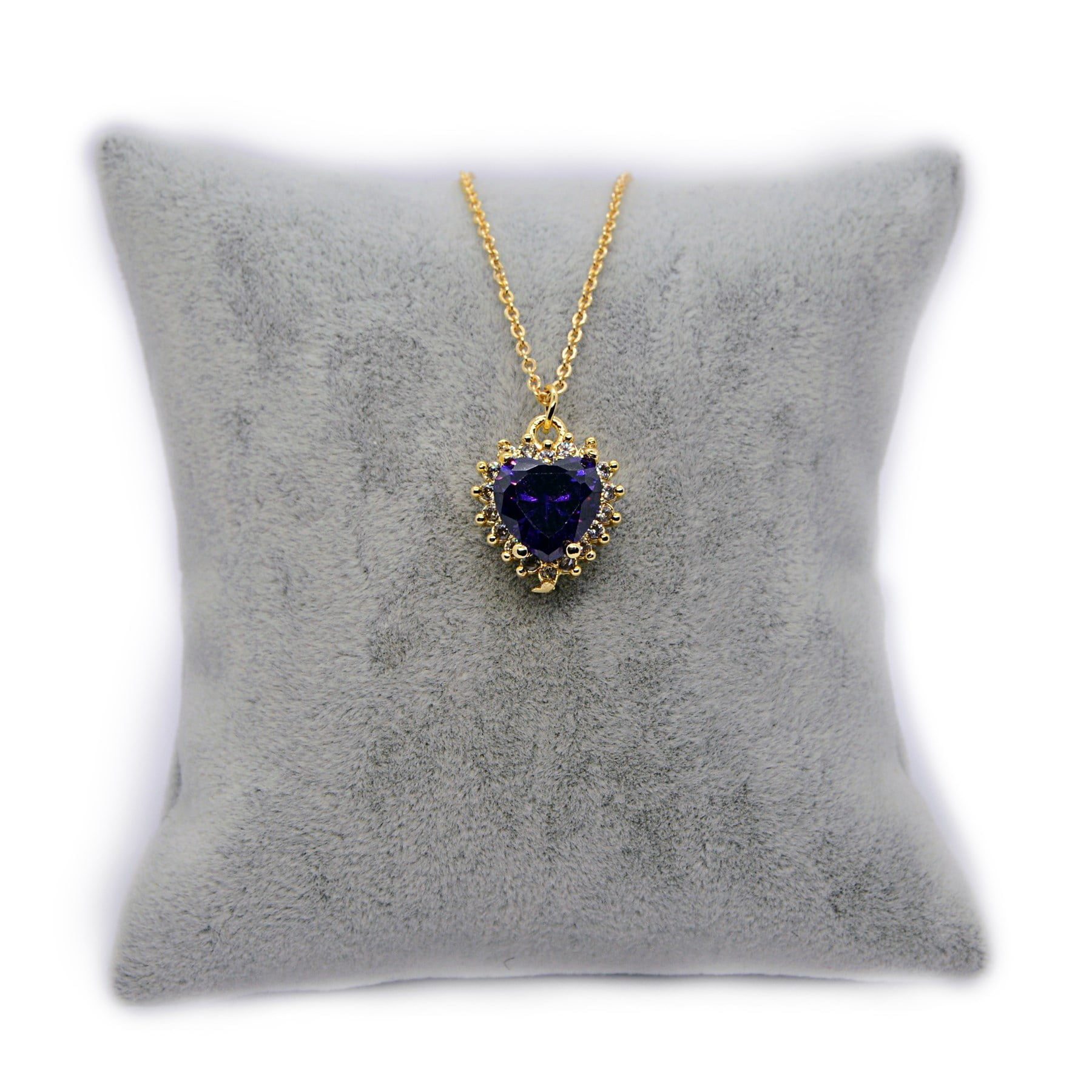 Toptan Altın Renk Zirkon Mor Taşlı Kalp Kolye - 964 8 Toptan Altın Renk Zirkon Mor Taşlı Kalp Kolye - 964 - Görsel 6