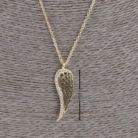 Toptan Altın Renk Kanat Zirkon Taşlı Bayan Kibar Kolye- 1044