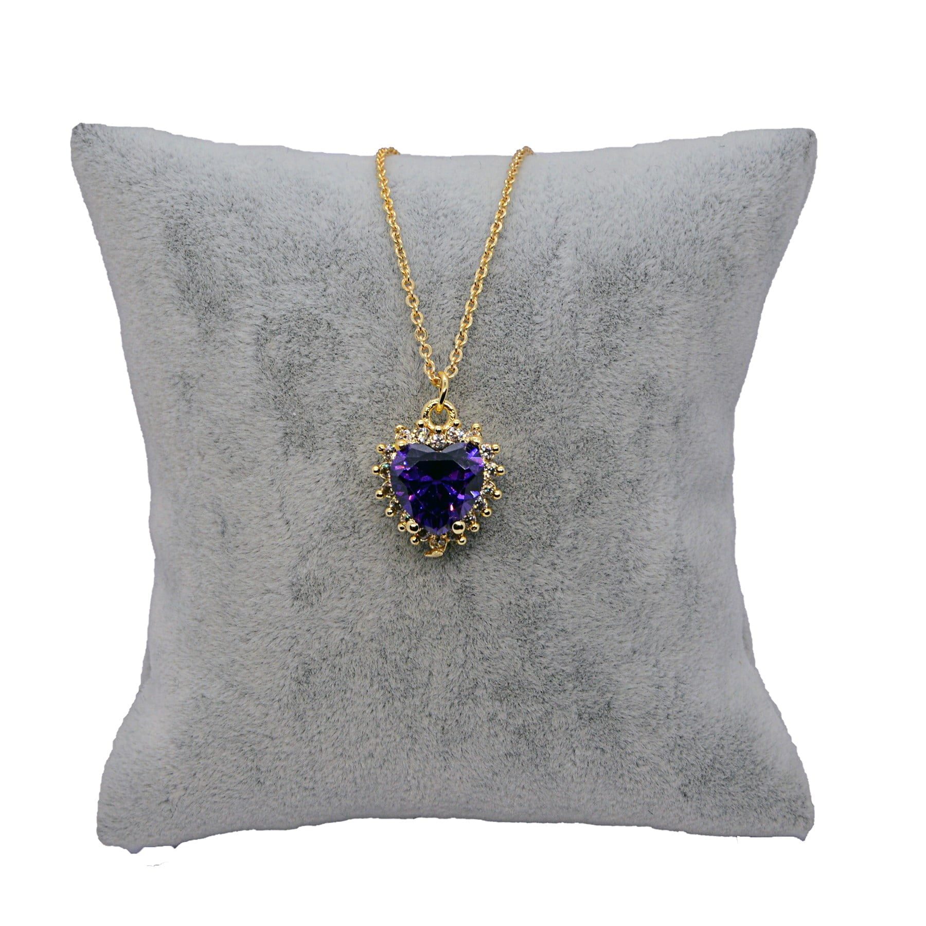 Toptan Altın Renk Zirkon Mor Taşlı Kalp Kolye - 964 7 Toptan Altın Renk Zirkon Mor Taşlı Kalp Kolye - 964 - Görsel 5