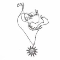 Alternative view of Toptan Gümüş  Renk Zirkon Beyaz Taşlı Güneş Kolye 961