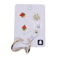 Toptan Altın Renk Kombin Küpe Çilek Halka - 1023