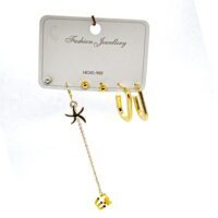 Alternative view of Toptan Altın Renk Kombin Küpe Yıldız U - 996