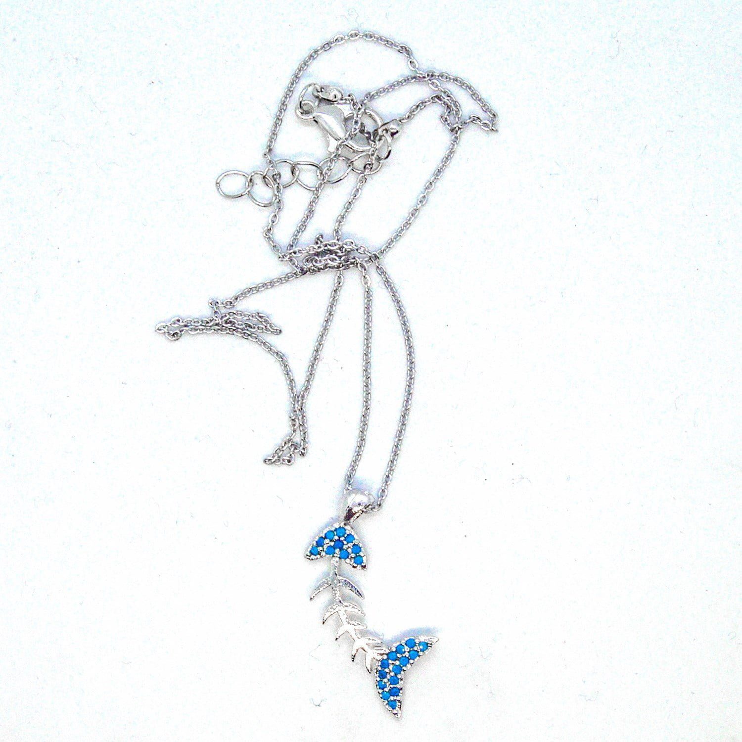 Toptan Gümüş Renk Zirkon Taşlı Balık İskelet Kılçık Turkuaz Taşlı Kolye 937 4 Toptan Gümüş Renk Zirkon Taşlı Balık İskelet Kılçık Turkuaz Taşlı Kolye 937 - Görsel 2
