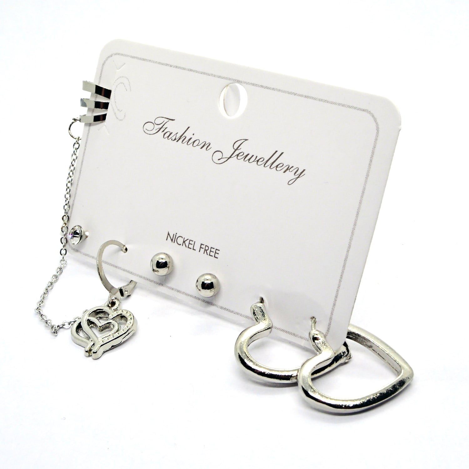 Toptan Gümüş Renk Kombin Küpe Kalp 1002 3 Toptan Gümüş Renk Kombin Küpe Kalp 1002