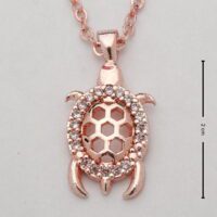 Toptan Rose Renk Zirkon Beyaz Taş Kaplumbağa Zarif Kadın Kolye - 1056