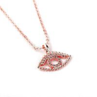 Toptan Rose Renk Zirkon Göz Desenli Kadın Kolye - 1061