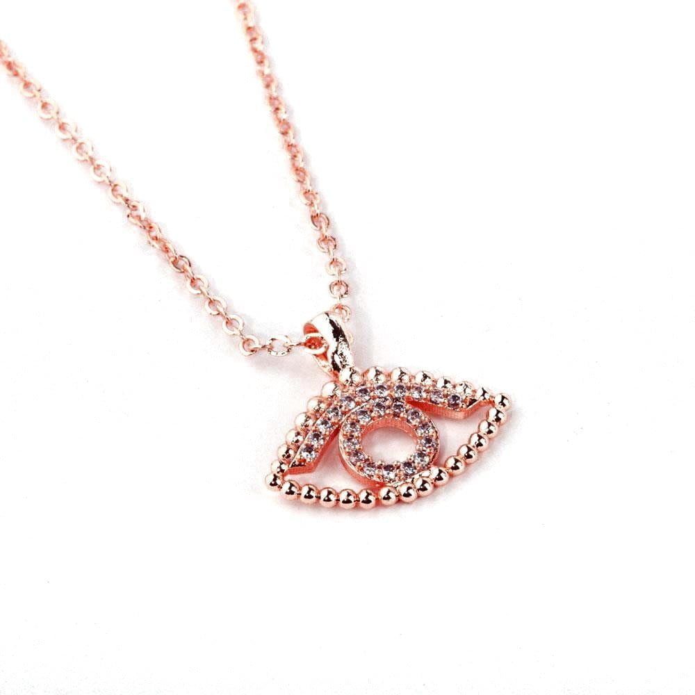 Toptan Rose Renk Zirkon Göz Desenli Kadın Kolye - 1061 3 Toptan Rose Renk Zirkon Göz Desenli Kadın Kolye - 1061