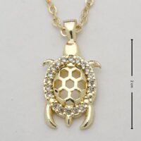 Toptan Altın Renk Zirkon Beyaz Taş Kaplumbağa Zarif Kadın Kolye - 1050