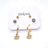 Alternative view of Toptan Altın Renk Zirkon Kuğu Küpe - 1084