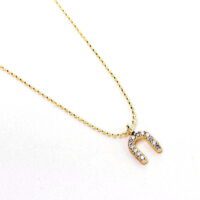 Toptan Altın Renk Zirkon Nal Kolye  - 1059