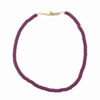 Toptan Mor Renk Fimo Boncuk Kolye - 1160