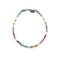 Toptan Gümüş  Renk Asorti Boru Boncuk Halhal  - 1187