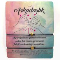 Toptan Altın Renk Siyah  İp Taç Arkadaş  Bilekliği - 1141