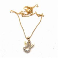 Toptan Altın Renk Zirkon Melek Kolye - 1131