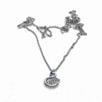 Toptan Gümüş Renk Zirkon Taşlı Kuğu Kolye - 1133